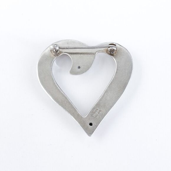 Vintage Thailand SU Sterling Silver 925 Open Heart Pendant - Picture 4 of 7